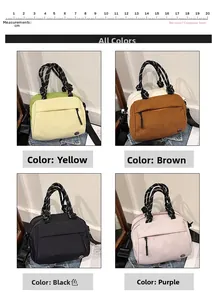 Size comparison and color variations of small multi-compartment crossbody bags