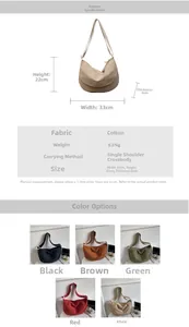 Detailed technical specifications and dimensions of this nylon dumpling crossbody bag