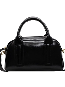 Borsa a mano Boston classica in vernice nera lucida con doppi manici da donna