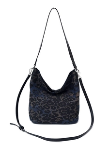Large leopard print canvas tote bag with adjustable black leather shoulder straps