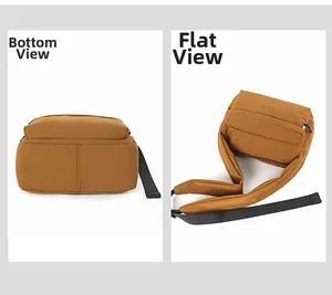 Detail view of large nylon messenger bag showing the flat lay design and durable bottom width