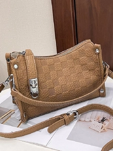 Vintage Checkered PU Leather Pillow Bag For Women Retro Fashion Shoulder Crossbody Bag Niche Versatile Handbag For Daily Commute