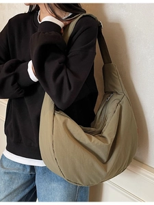 Olive green large crescent canvas crossbody bag for women casual travel shoulder bag