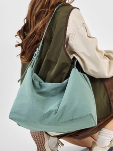 Large Capacity Washed Cloth Tote Bag For Women Solid Color Pleated Drawstring Shoulder Bag With Adjustable Eyelet Strap Casual Crossbody Hobo Bag