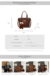 Detailed size guide for PU leather bucket bag with dimensions and available colors