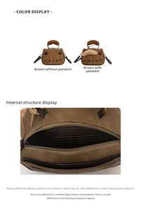 Détail d'un sac chat marron mignon avec poignée en peluche et doublure intérieure rayée