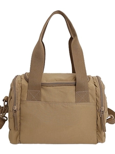 Borsa tote in nylon kaki ad alta capacità con tasche laterali e tracolla rimovibile