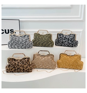 Collection de sacs de soirée vintage imprimé léopard et tweed avec anses métal