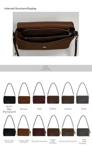 Detailed interior compartments and color variety of this matte leather shoulder bag