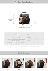 Detailed size specifications and color options for the faux suede vintage backpack