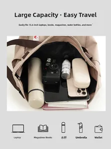 Innenansicht der Khaki-Tasche mit Platz für 15,6-Zoll-Laptop und Kamera-Ausrüstung