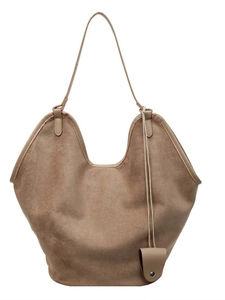 Sac à épaule rétro en daim taupe de grande capacité avec design en forme de U