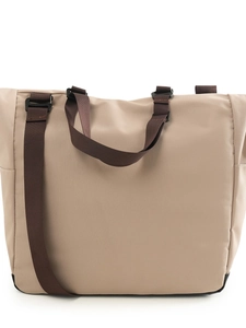 Große beige Nylon Reisetasche mit braunen Gurten für Sport und Fitness Training