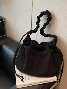 Mode Cord Plissiert Umhängetasche Für Damen Casual Einfarbig Große Kapazität Kordelzug Crossbody Tasche Vielseitig Beuteltasche
