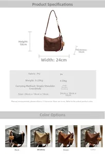 Spécifications détaillées de taille et options de couleurs pour le sac cabas en similicuir