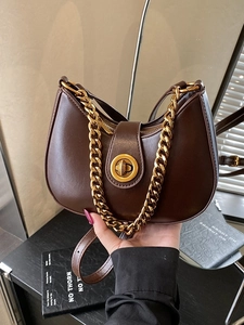 Borsa Hobo in Pelle Sintetica Vintage per Donna Borsa a Tracolla con Catena Dorata Serratura Rotonda Borsa a Spalla Dumpling