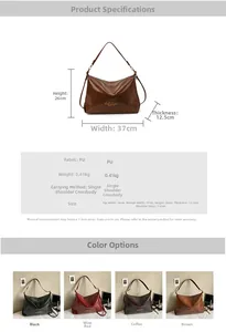 Tabella taglie con dimensioni e colori della borsa hobo vintage in pelle PU da donna