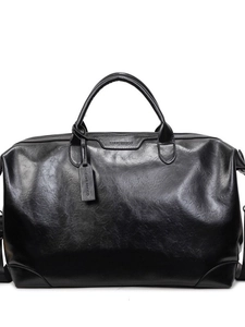 Sac fourre-tout en similicuir noir pour voyage et sport avec une grande capacité