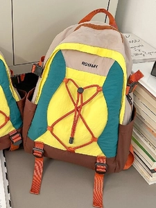 Lichtgewicht Nylon Kleurblok Rugzak Outdoor Grote Capaciteit Reizen Daypack Casual Schooltas Voor Studenten Heren Dames