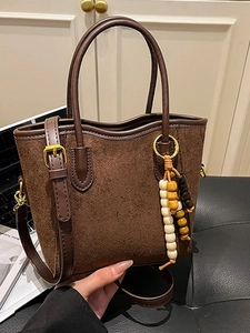 Sac Seau en PU Pour Femmes Vintage Avec Charme En Perles De Bois Sac Bandoulière Rétro Imprimé Léopard Effet Daim