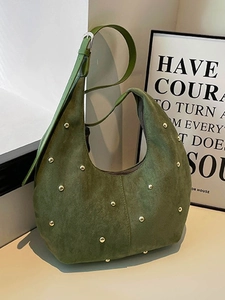 Borsa Hobo in Pelle Scamosciata Vintage Con Borchie da Donna Borsa a Tracolla Capiente Retro Borsa Pendolare
