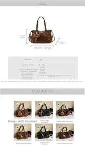 Detailed size specifications for large capacity PU leather travel bag with dimensions