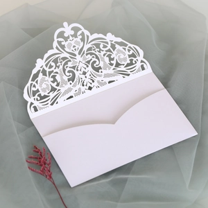 Exquisite laser cut white lace floral envelope for wedding and holiday invitations