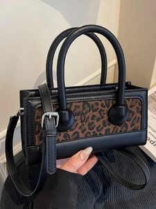 Vintage Leopard Print PU Leather Crossbody Bag For Women Fashion Small Square Handbag With Adjustable Strap For Daily Use