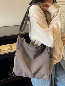 Borsa a tracolla minimalista in tela tortora con grande capacità e cinturino regolabile