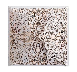 Laser Cut Wedding Invitation Cards Artificial Pearl Paper Hollow Floral Design For Marriage Ceremony European Style Greeting Cards