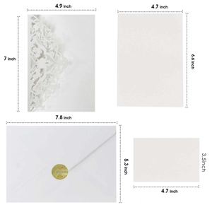 Lace laser cut business invitation set with envelopes and cream gold inserts for holidays