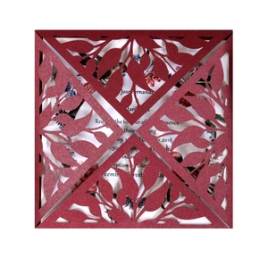 Laser Cut Floral Wedding Invitations Pearlescent Paper Hollow Out Leaves Invitation Card With Inner Sheet For Wedding Party