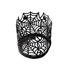 Halloween black laser-cut spider web decorative paper sleeve for LED candles