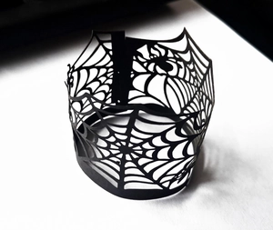 Halloween black spider web hollow decorative lamp shade for LED candle light