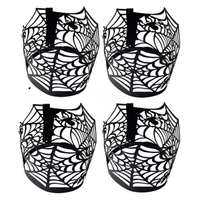 Set of four black spider web lace covers for LED candles and Halloween lanterns