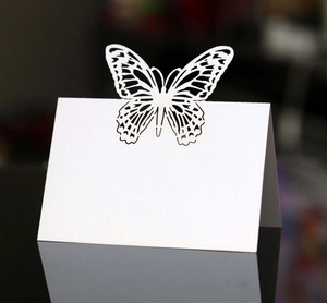 Butterfly Laser Cut Place Cards Pearlescent Paper Hollow Out 3D Name Cards For Wedding Party Banquet Table Decoration