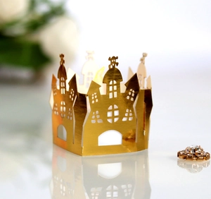 Halloween Castle Candle Wraps Laser Cut Pearlescent Paper Decorative Tea Light Shades For Party Home Decor Gothic Style