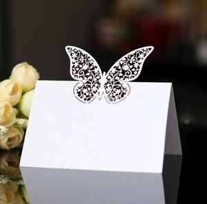 Butterfly Laser Cut Place Cards Pearlescent Paper Hollow Wedding Table Seat Cards For Party Banquet Decoration