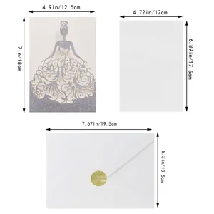 Guide détaillé des dimensions pour faire-part de mariage ajouré en argent pailleté