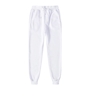 Men's athletic fleece sweatpants in white with drawstring waist and ribbed cuffs