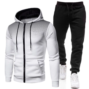 Survêtement homme avec sweat à capuche blanc à motif dégradé et pantalon de sport noir