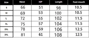 Detailed size chart for fleece hoodie and pants set showing measurements from S to 3XL