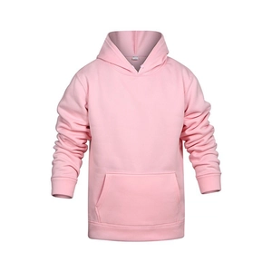 Detail view of pink long-sleeved hoodie showing the ribbed cuffs and soft cotton texture