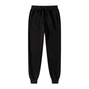 Men Casual Polyester Cotton Blend Sweatpants Solid Color Drawstring Joggers For Running Fitness Gym Sports Cuffed Hem Pants