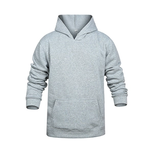Classic heather grey hooded sweatshirt with kangaroo pocket and ribbed cuffs in a regular fit