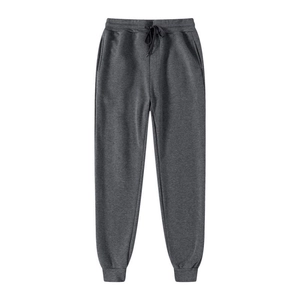 Men's dark grey fleece athletic joggers with drawstring waist and ribbed cuffs