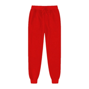 Men's fleece lined casual red joggers with elastic waist and ribbed ankle cuffs