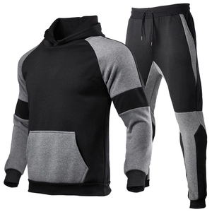 Ensemble de survêtement décontracté pour homme avec sweat à capuche et pantalon gris et noir
