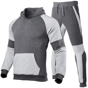 Ensemble de survêtement pour hommes avec sweat à capuche bicolore et jogging gris