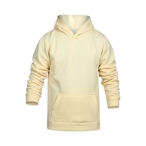 Felpa con cappuccio beige classica con maniche lunghe e tasca a marsupio in taglia M